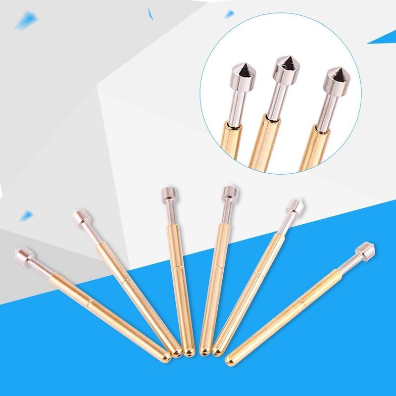 Proba de contato de mola Pogo Pin com corrente nominal de 3A 50mΩ Resistência e curso de 2,5 mm para teste de PCB