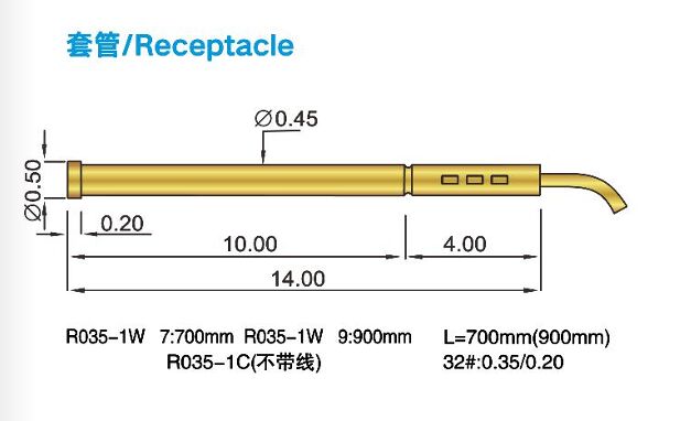 High Conductivity Durable Brass Barrel Spring Test Probe for Precision Testing in ICT/FCT Applications