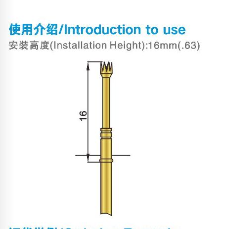 Proba de ensaio de molas de aço inoxidável de tamanhos personalizados, com pistão BeCu/SK4 para aplicações TIC